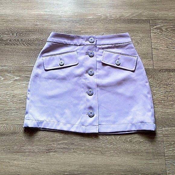 Aritzia Dresses & Skirts - ARITZIA ~ LITTLE MOON (NWOT) - FREESIA Lilac Mini Skirt - Size 4 - Buttoned Wrap